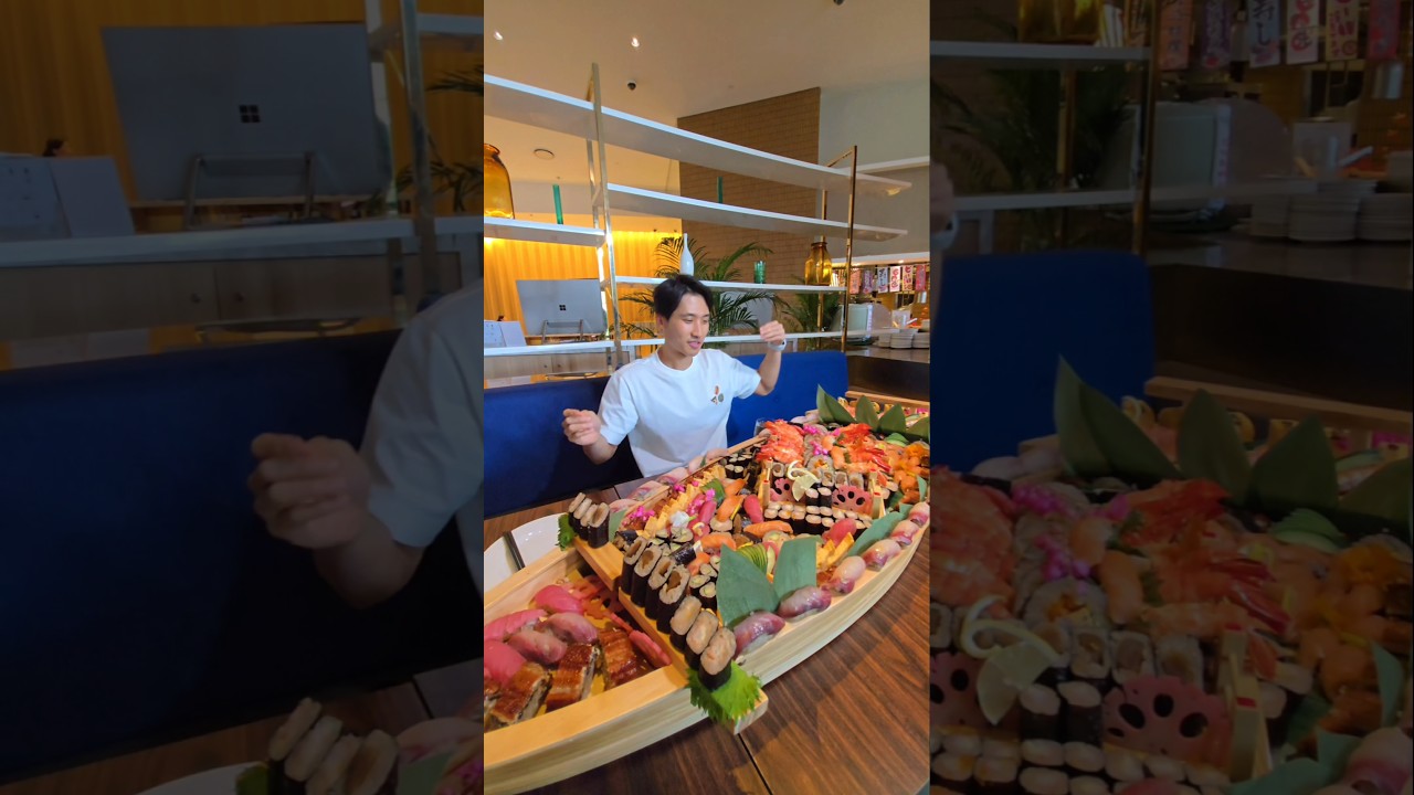 338 Sushi Eating Challenge ft.@nahyunworld0 #foodchallenge