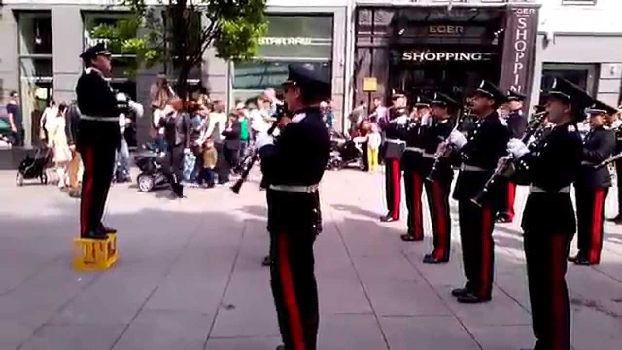 Flash Mob oslo military band  May 20, 2014 on Karl Johan's Gate in Oslo, Norway.