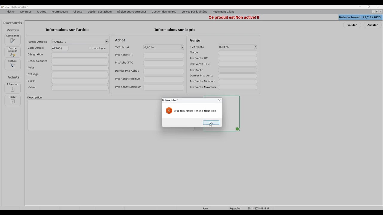 Gestion de stock, installation et démonstration de mon logiciel GSV. Version démo disponible. 