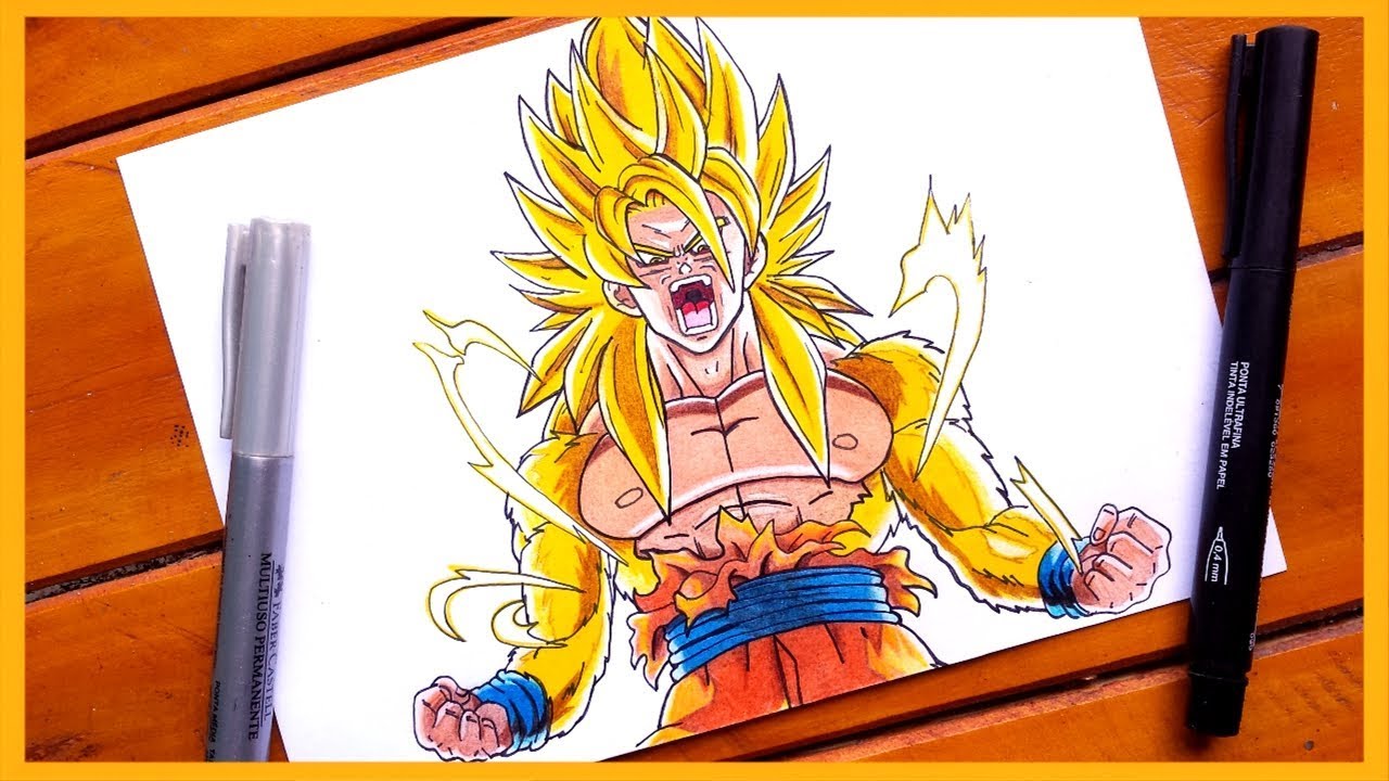 Como desenhar o Goku Super Sayajin 4 Dourado