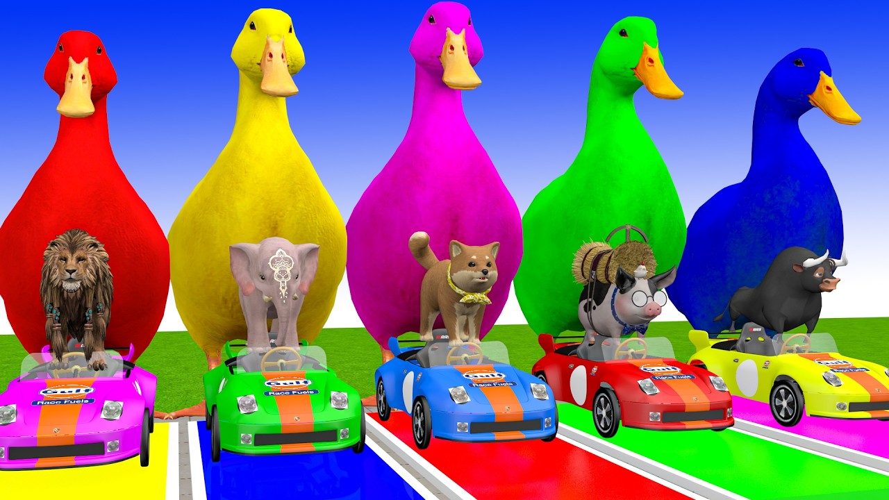 Long Slide Game With Cow Elephant Gorilla Hippopotamus Tiger 3d Animal Game Funny 3d Animals