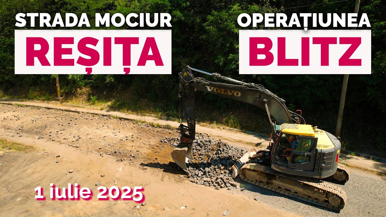 Operațiunea ”Blitz” în REȘIȚA: 240 m de pavaj îndepărtat pe str. Mociur, în doar câteva ore
