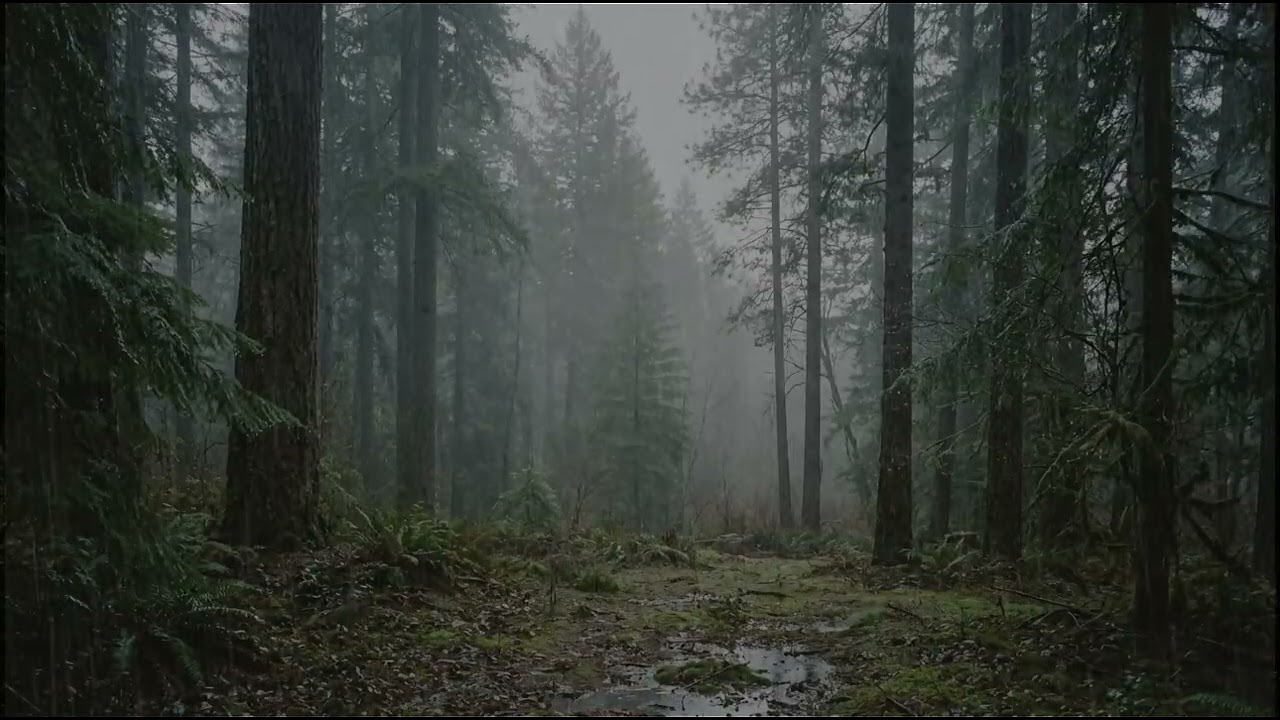 Steady Rain and Low Thunder Murmurs – Tranquil Atmosphere for Work, Meditation, and Deep Sleep