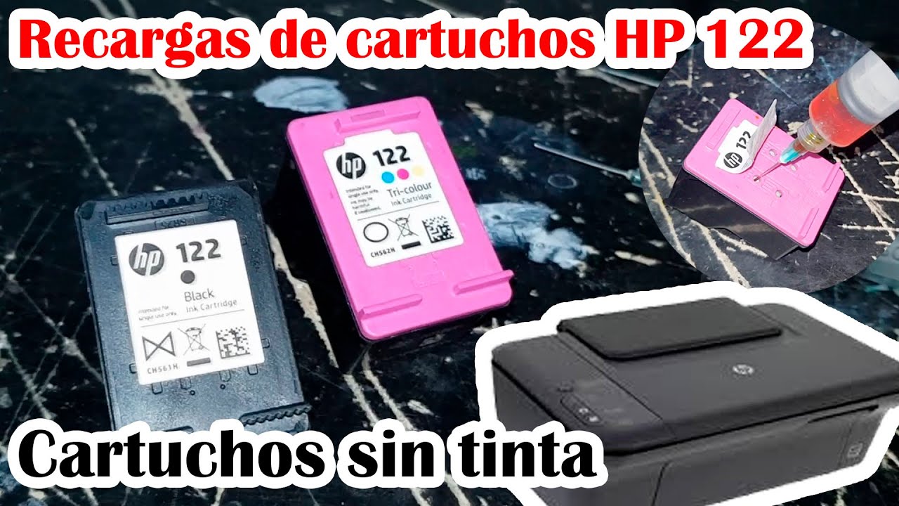 😉Recarga de cartuchos HP122 color y negro, Impresora HP Deskjet 2050