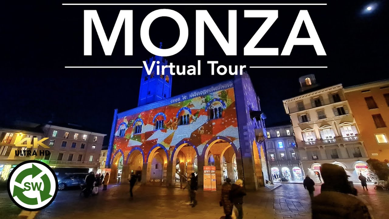 Monza, Italy - Walking tour | Street Christmas Decoration | 4K Ultra HD