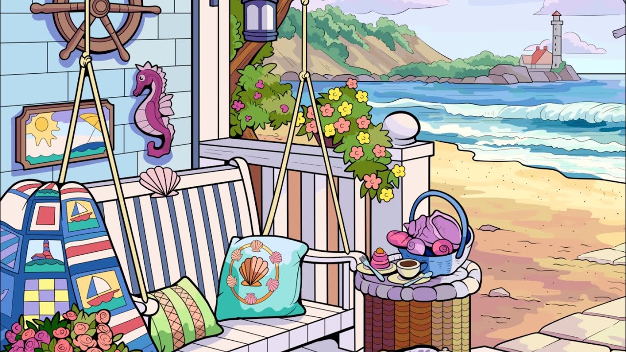 Summer House Balcony Zen Color app #paintbynumbers #digitalcoloring #relaxing #coloring #vacations