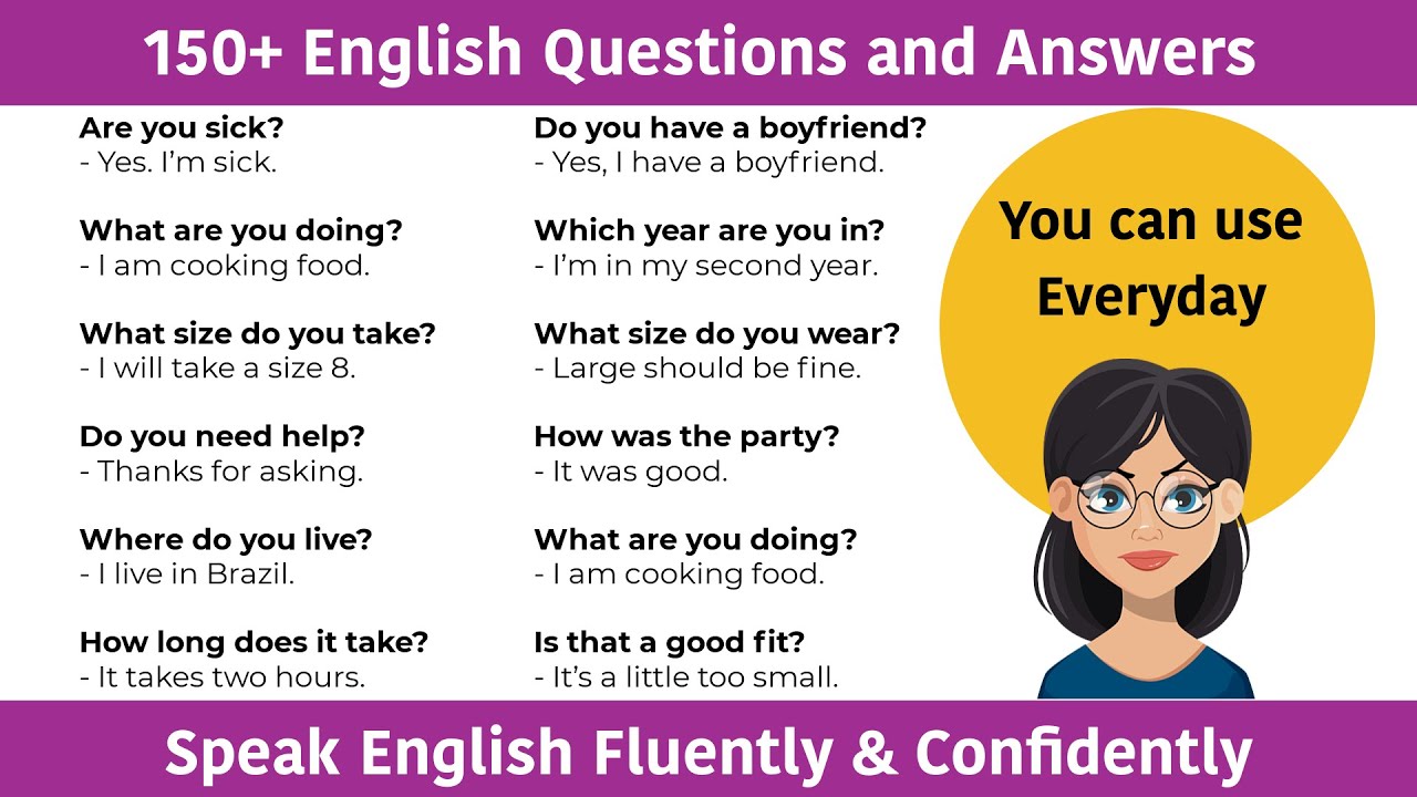 150+ English questions and answers || Speak English fluently & confidently|| English Speaking Course