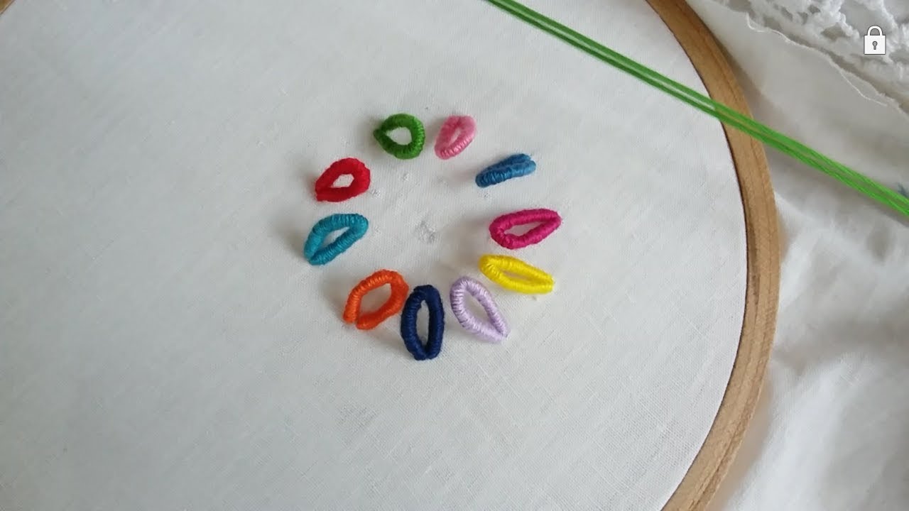 Hand embroidery of a flower in a new way with bullion stitch loop