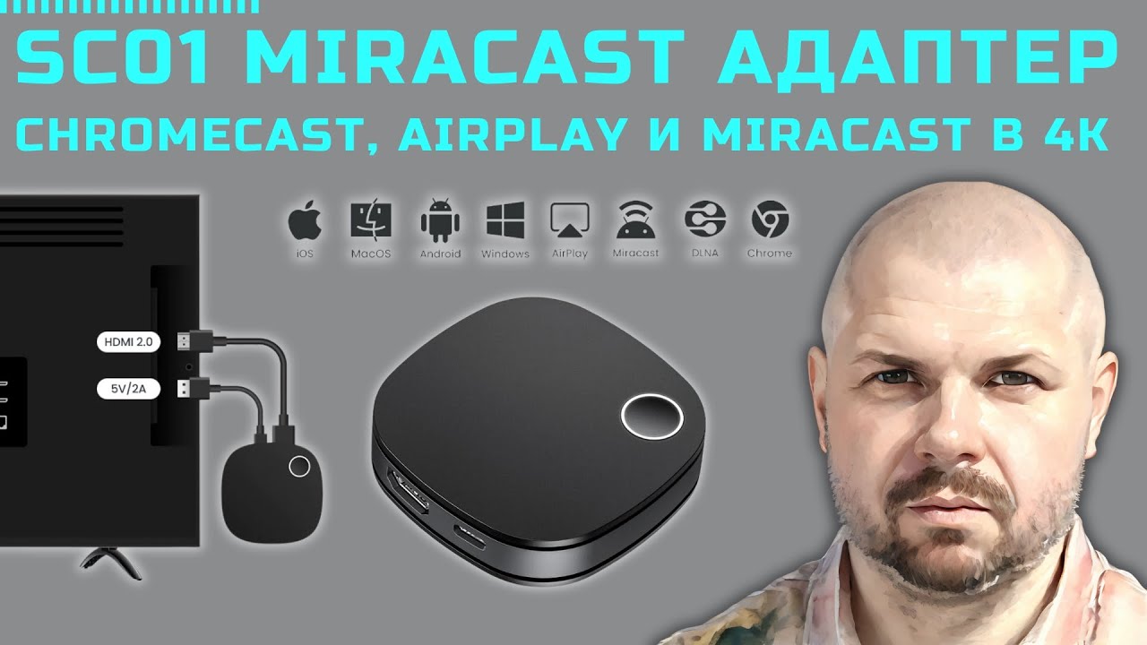 MIRACAST АДАПТЕР PROSCREENCAST SC01. CHROMECAST, AIRPLAY И MIRACAST В 4K. БЕСПРОВОДНОЙ МОНИТОР