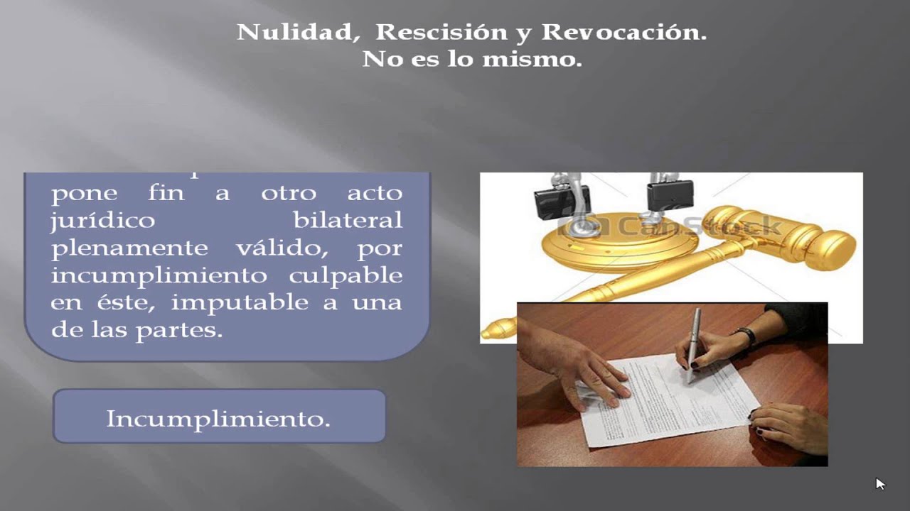 Nulidad, Rescisión y revocación