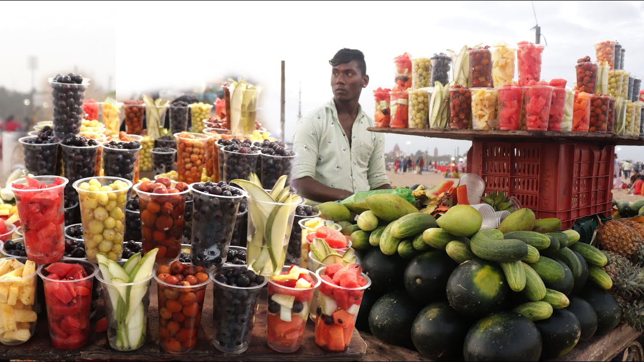 CHENNAI FRUIT NINJA of INDIA | Amazing Fruits Cutting Skills Chennai | Indian Street Food in 2021