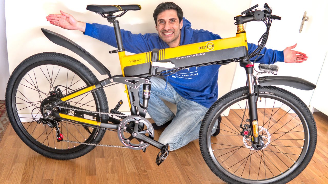 A MELHOR BICICLETA ELÉTRICA QUE TESTEI🔥Bezior X500 Pro 500W🚴‍♂️Unboxing Português PT
