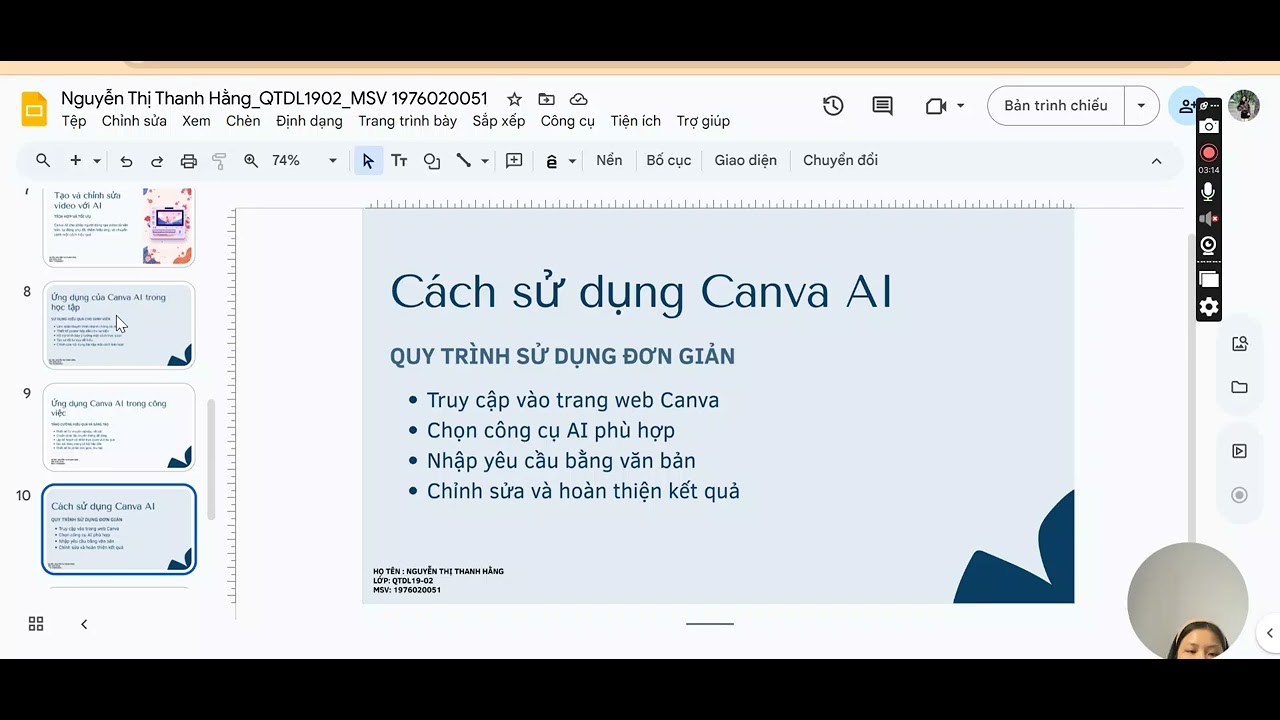 Trình bày về công cụ Canva AI - Nguyễn Thị Thanh Hằng_QTDL1902_MSV1976020051