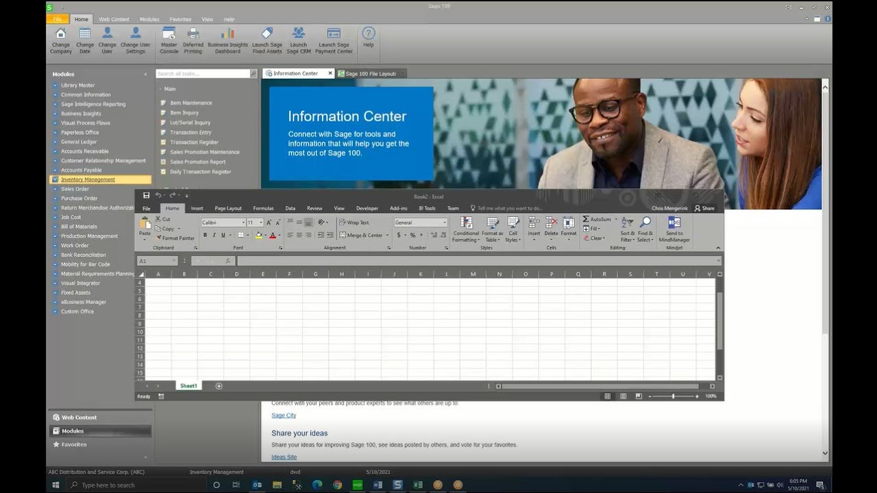 Connecting Excel to Sage 100 Standard or Advanced