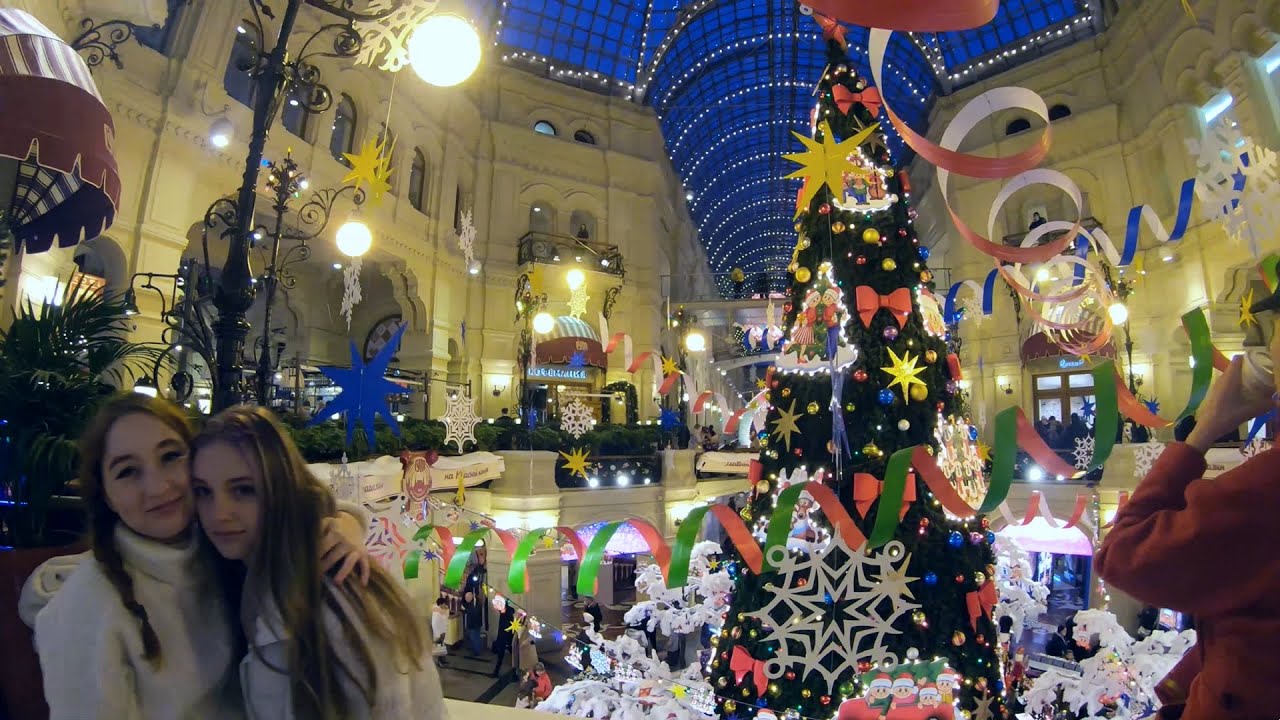 Russia, Walking Moscow, Christmas & New Year preparation, GUM 4K | ГУМ, Новый Год