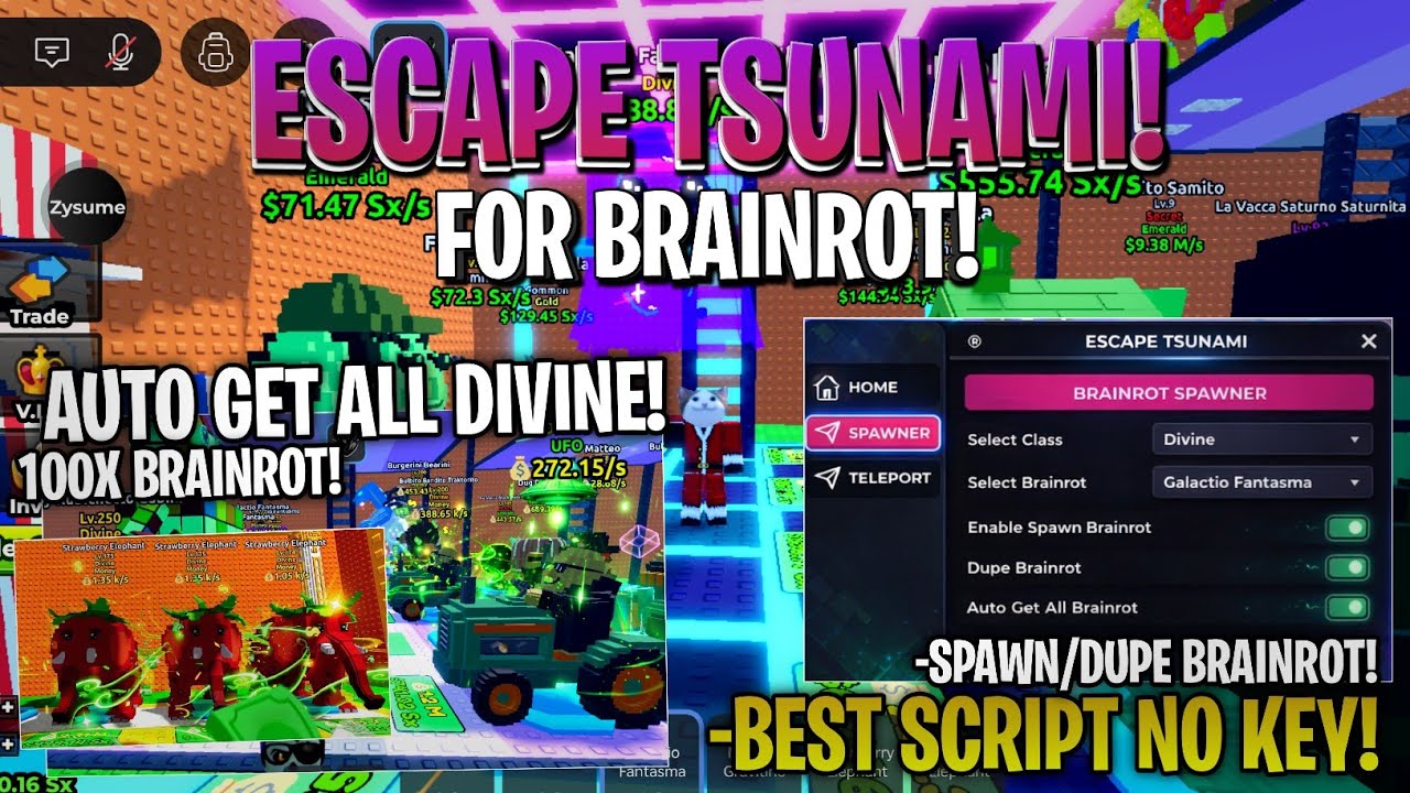 🌊 Спавнер питомцев Brainrot V2 в Escape Tsunami! Я протестировал его 🔥 (Показ всех питомцев)