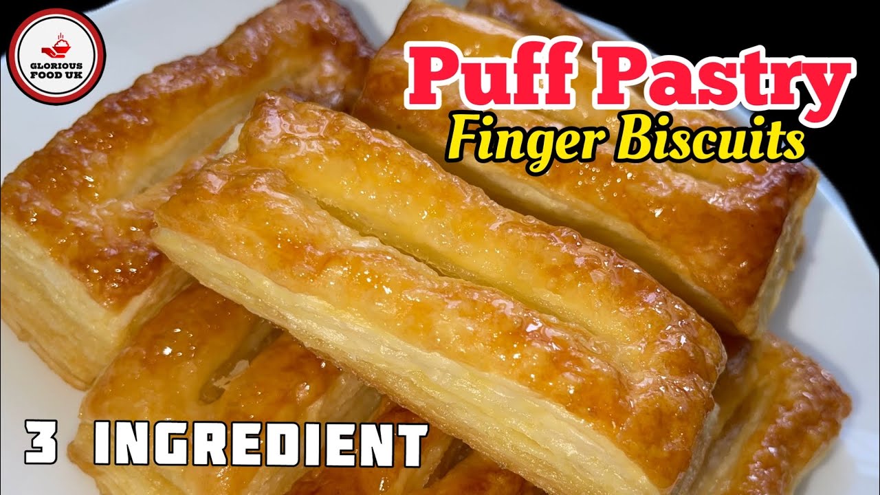 3 INGREDIENT 15 MINS CRUNCHY & FLAKY PUFF PASTRY FINGER BISCUITS | QUICK & EASY RECIPE |