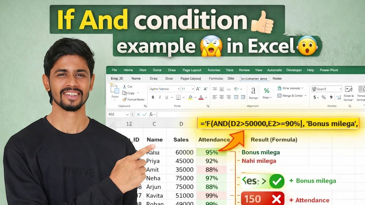 Excel IF AND Function Tutorial in Hindi | IF with AND Condition in Excel | Complete Beginner Guide