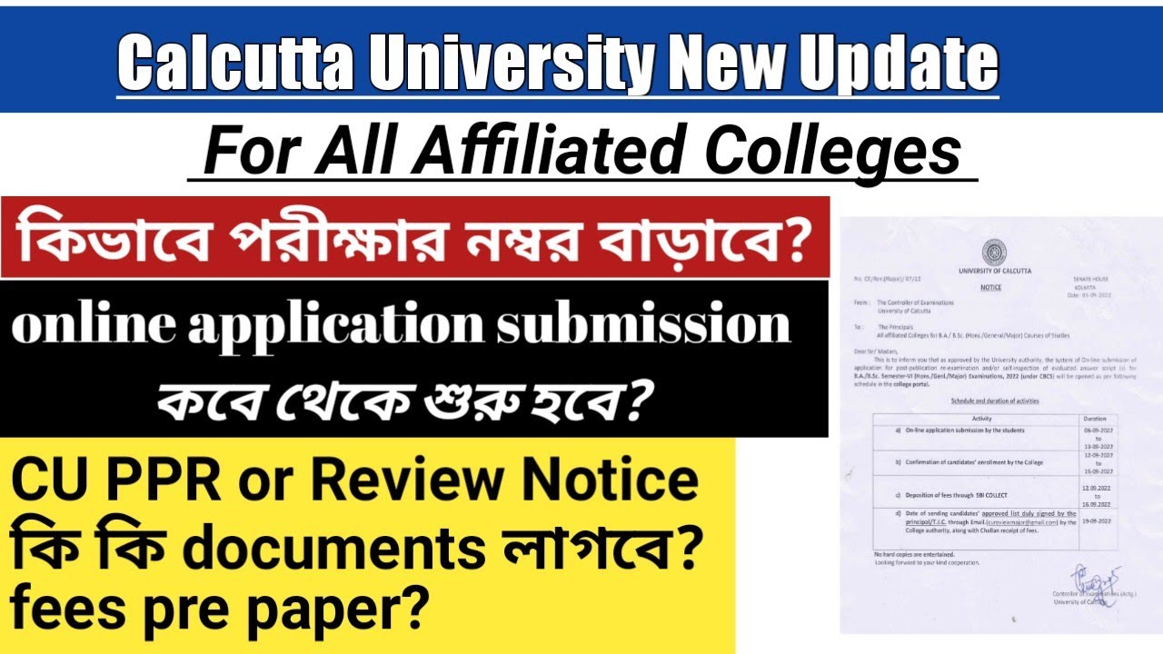 Calcutta University Important Update for All Affiliated Colleges||PPR (Review),Supplementary Process