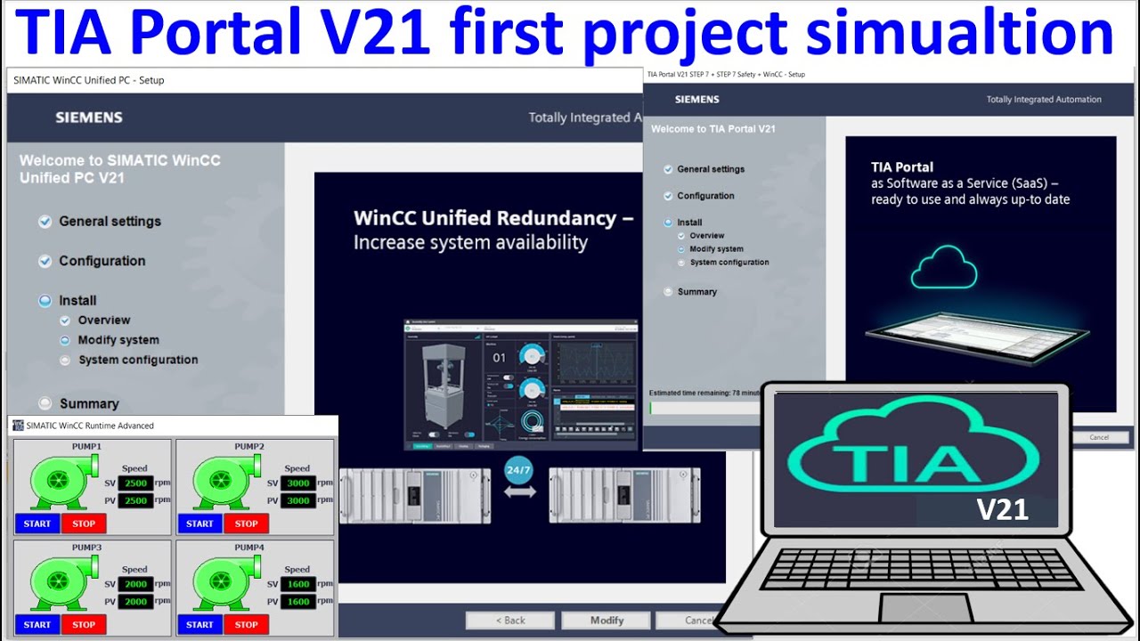 TIA Portal V21 first project simulation without real PLCs hardware