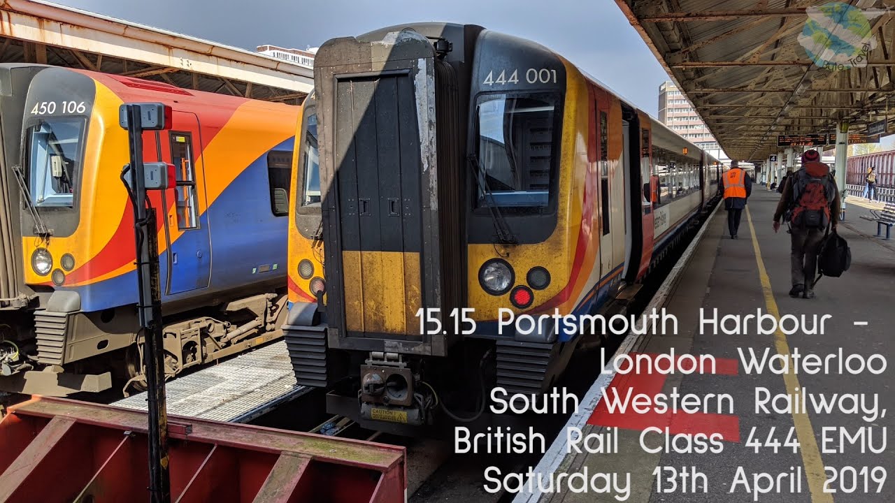 Portsmouth Harbour to London Waterloo by Train: Journey Aboard South Western Railway Class 444 EMU