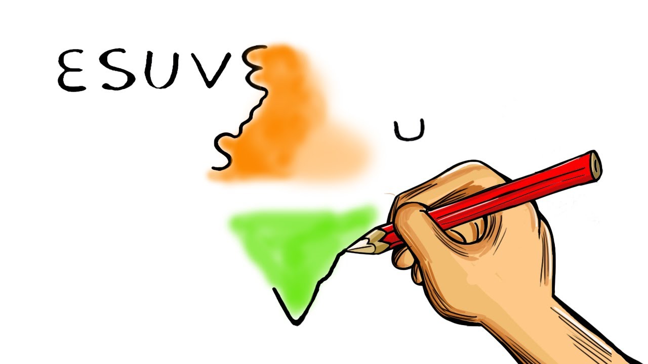 How to Turn Letters - SEUV - into a India map - simple and easy Step By Step Drawing