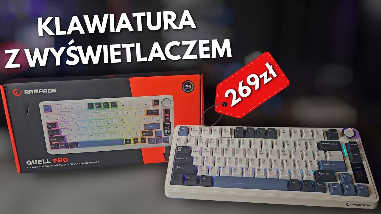 Klawiatura mechaniczna Rampage Quell PRO - Gasket Mount, wyświetlacz i trzy tryby pracy za 269zł!