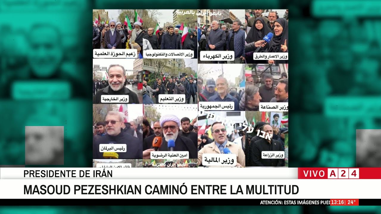 🔴 EL PRESIDENTE DE IRÁN, MASOUD PEZESHKIAN, CAMINÓ ENTRE EN MEDIO DE UNA MARCHA EN APOYO AL RÉGIMEN