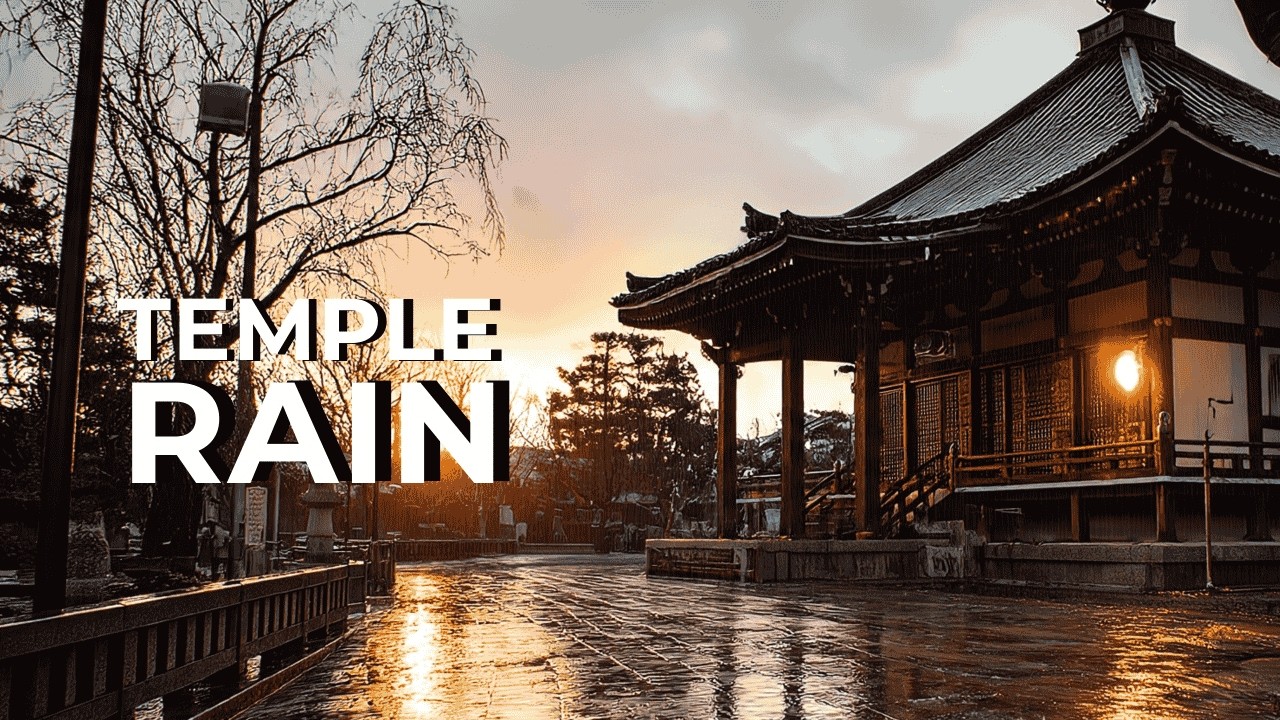 Rain at Japanese Temple | Peaceful Evening Ambience for Sleep