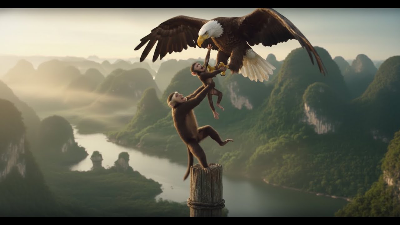 MATERNAL INSTINCT AN EAGLE ATTACKS THE BABY MONKEY — THE MOTHER’S REACTION WAS INSANE