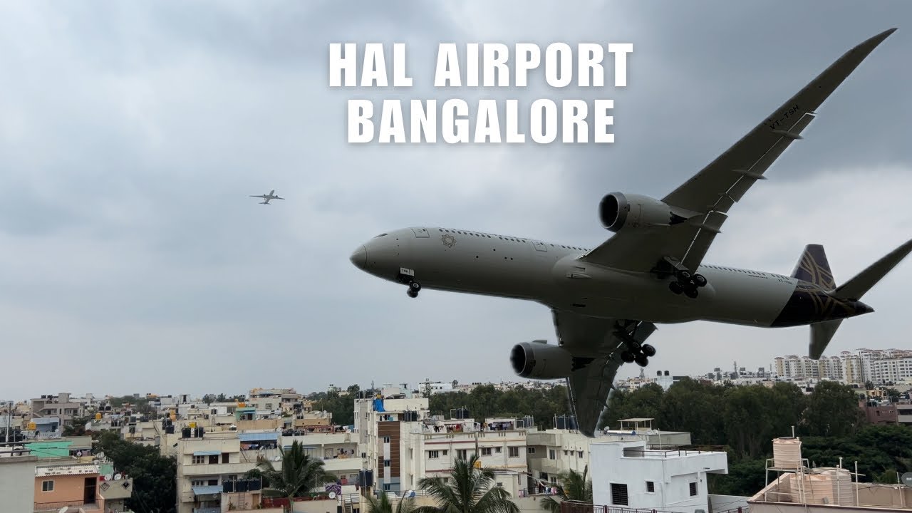 [4K] HAL airport Bangalore Plane Landing