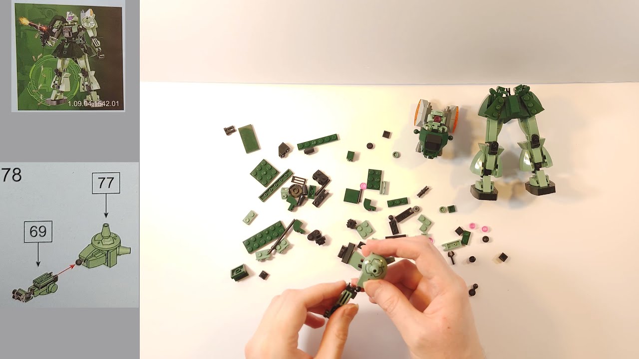 Knock off Lego Knock off Zaku II from Gundam ASMR? build along step by step video