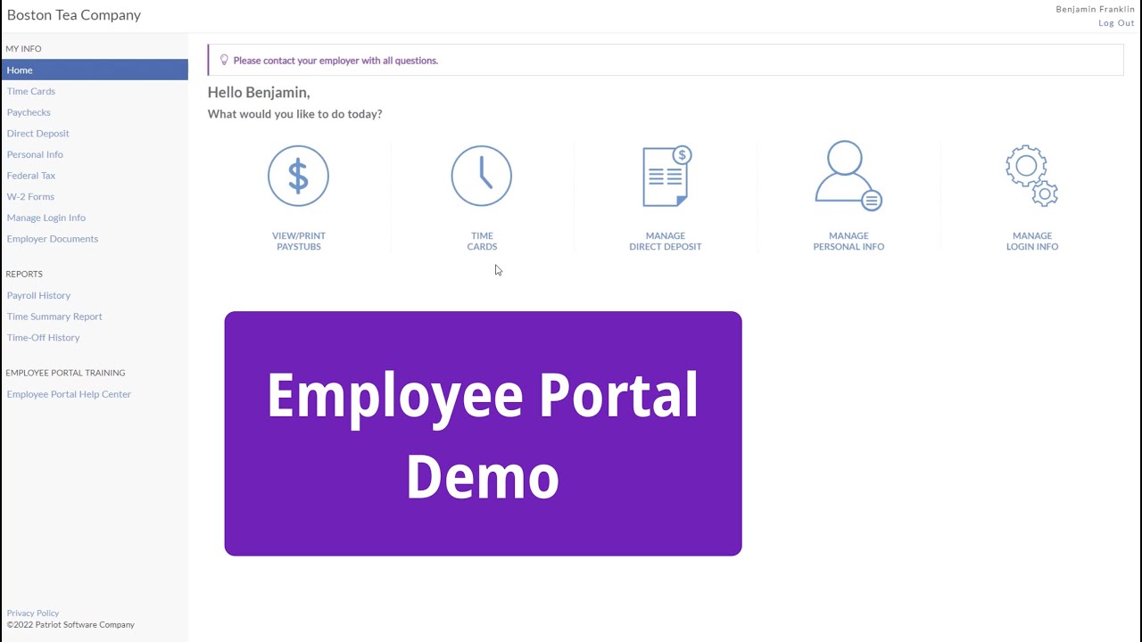 Employee Portal Demo | Patriot Software
