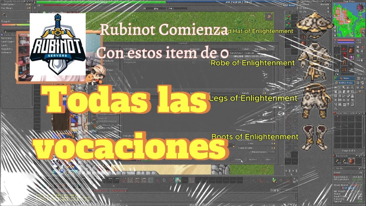 Comienza con estos item de 0 en RUBINOT todas las vocaciones en ESPAÑOL