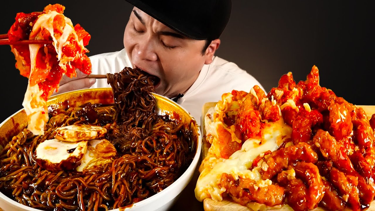 간만에 김피탕이 땡겨서 김피탕과 계란후라이 올린 짜장면 먹방~!! 리얼사운드 ASMR Mukbang(Eating Show)