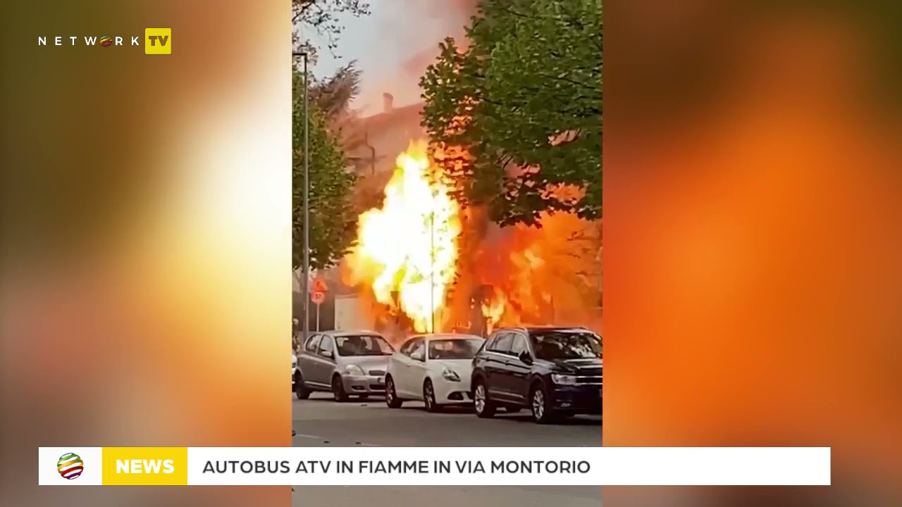 Autobus dell'Atv in fiamme in via Montorio