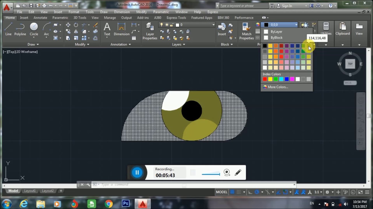 How to draw Eyes with AutoCAD رسم عينان لشخصية افلام كرتونية باستخدام برنامج الاوتوكاد