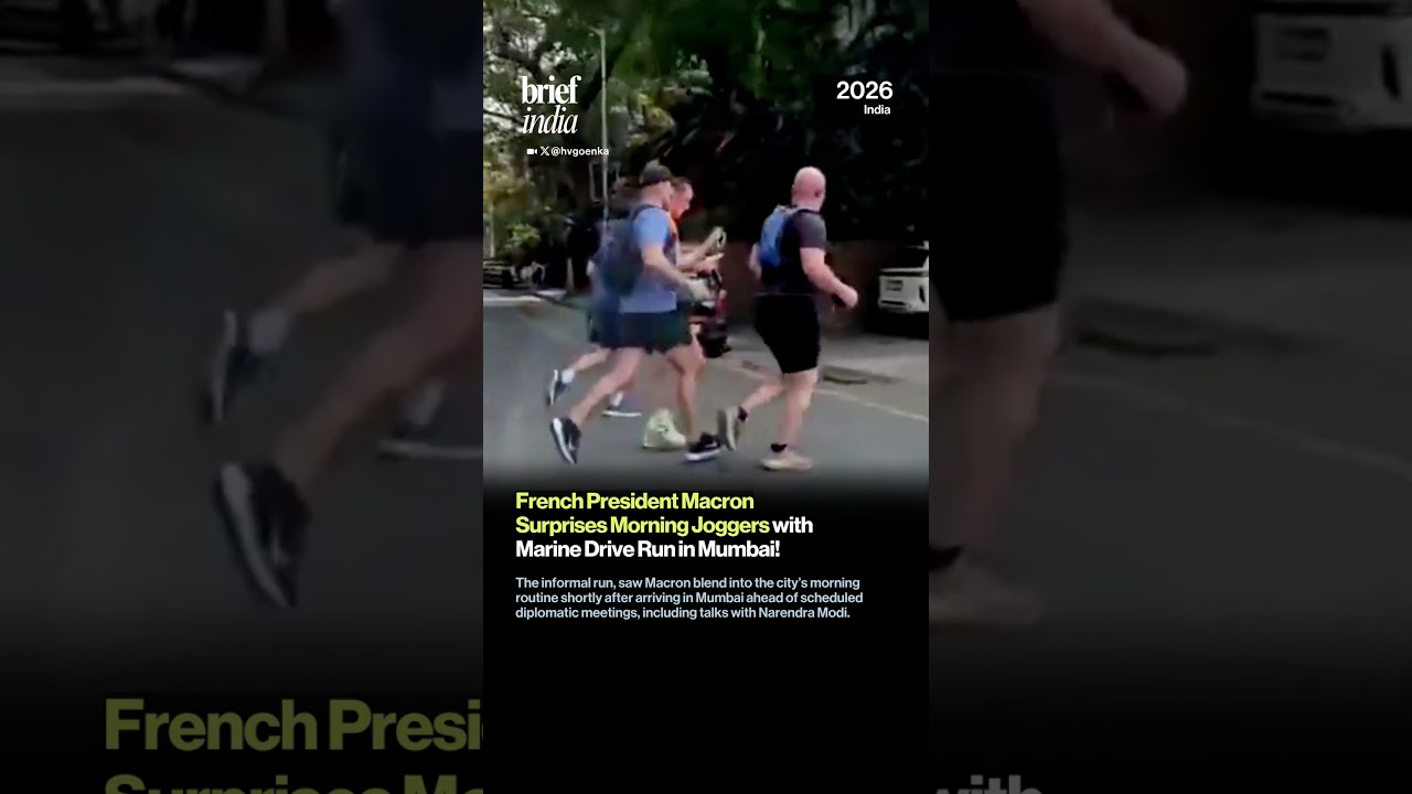 French President Macron Surprises Morning Joggers with Marine Drive Run in Mumbai