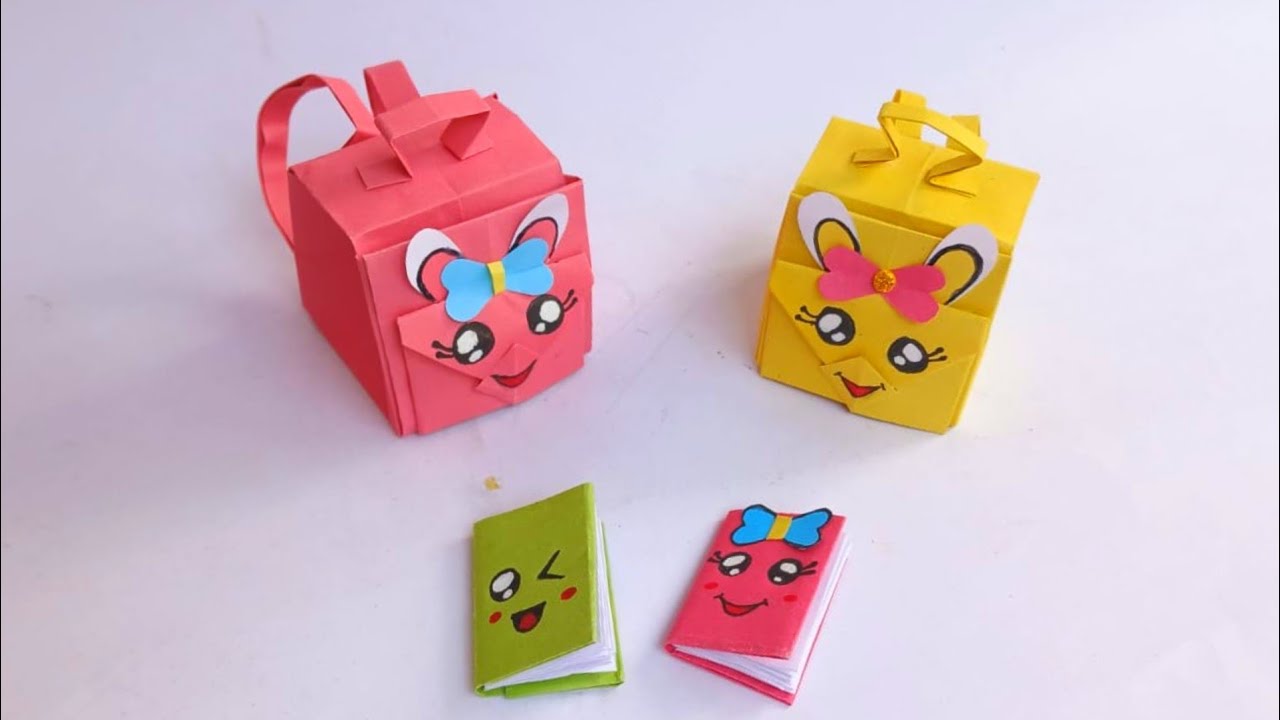 How to make paper school bag | Origami gift bag | DIY School bag | School project idea |Step by step