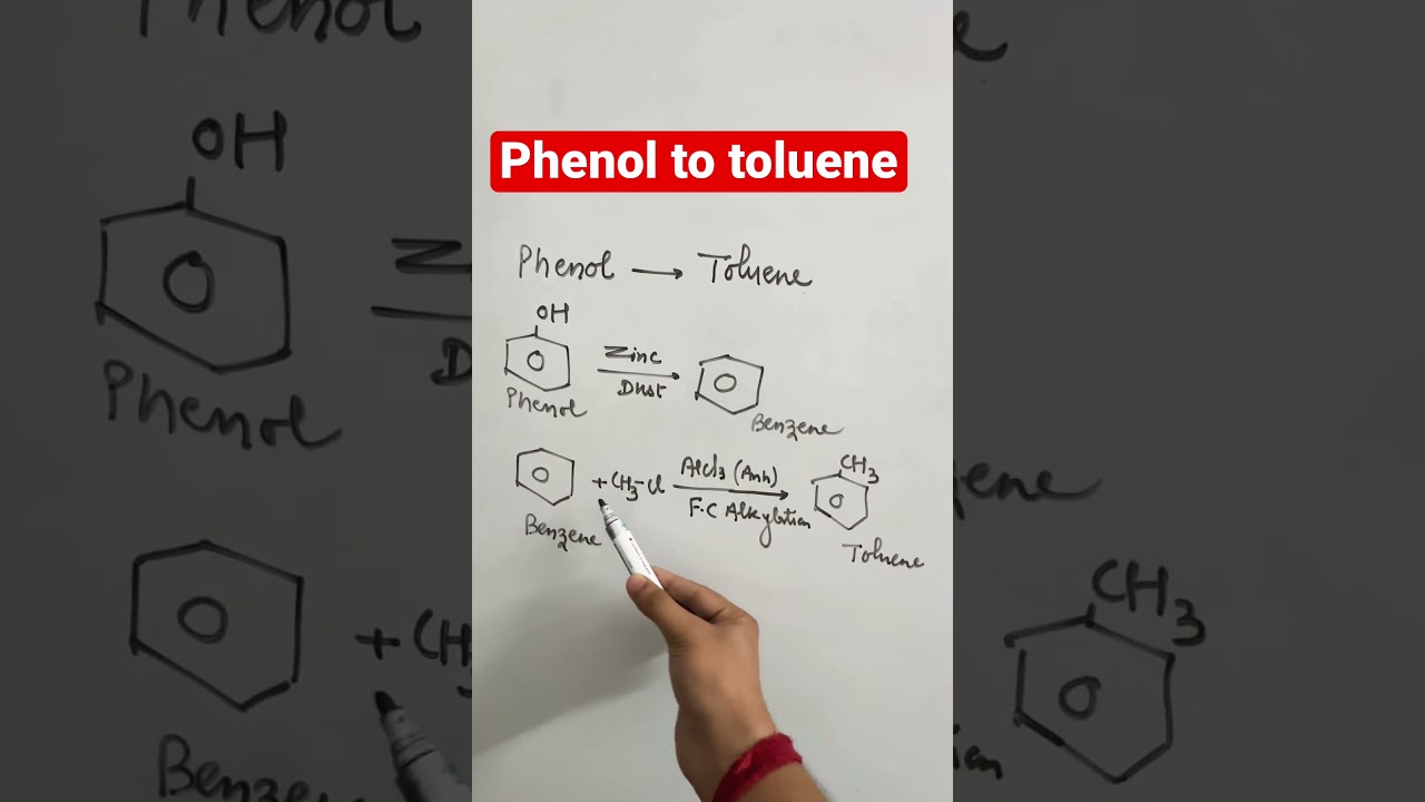 Convert Phenol to Toluene ; #Phenol #toluene #benzene #shorts