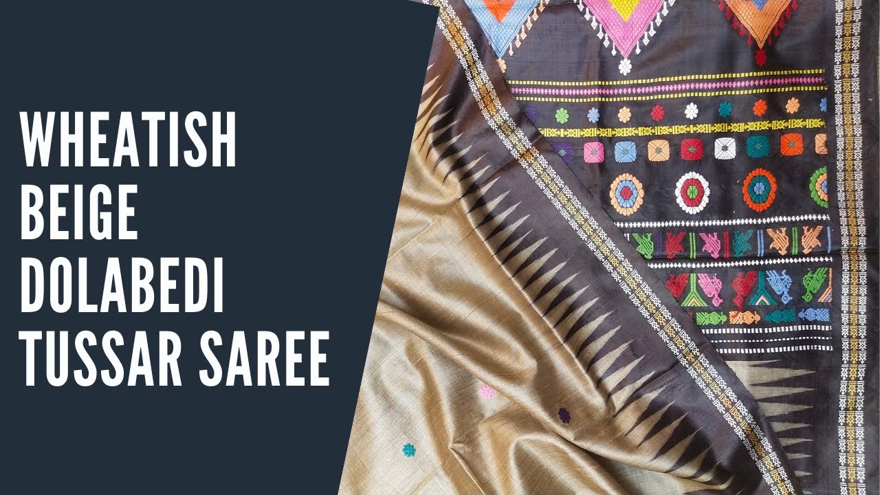 Wheatish Beige Dolabedi Tussar Saree | Handloom Collections [2021]