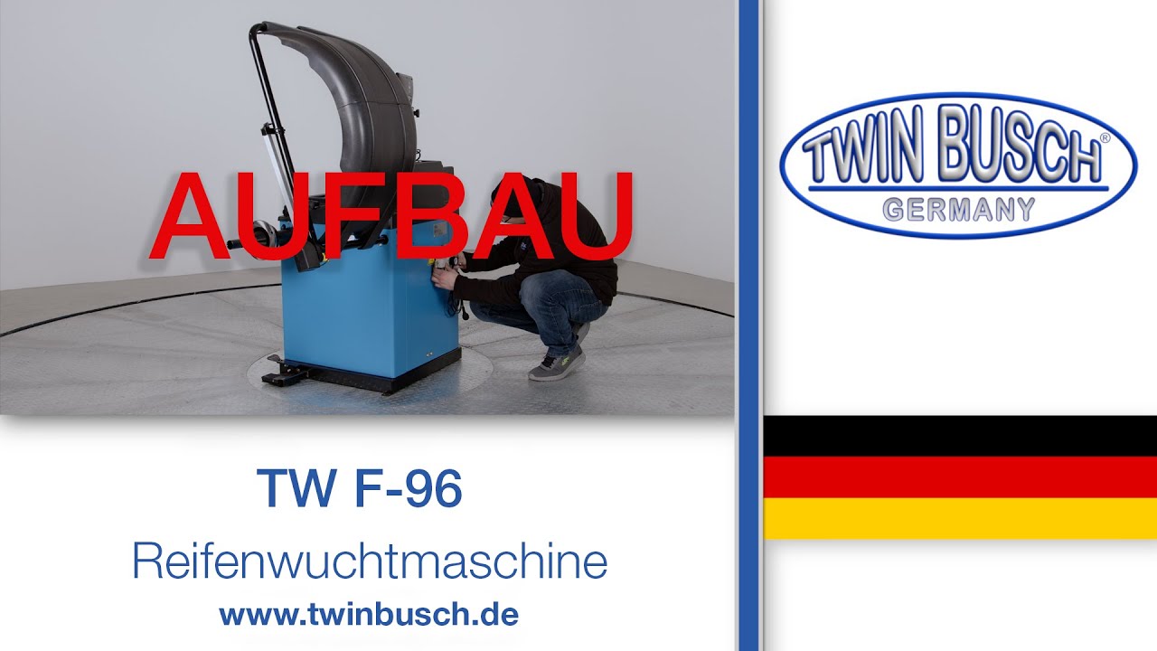Montage der TW F-96 Reifenwuchtmaschine mit autom. pneumatischer Radspannung von TWIN BUSCH®