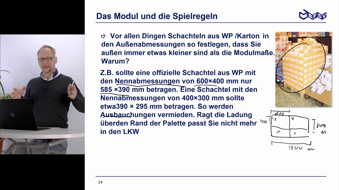 Teil 11b,  Logistik Abmessungen berechnen [Verpackungstechnik mit Prof. Sadlowsky]