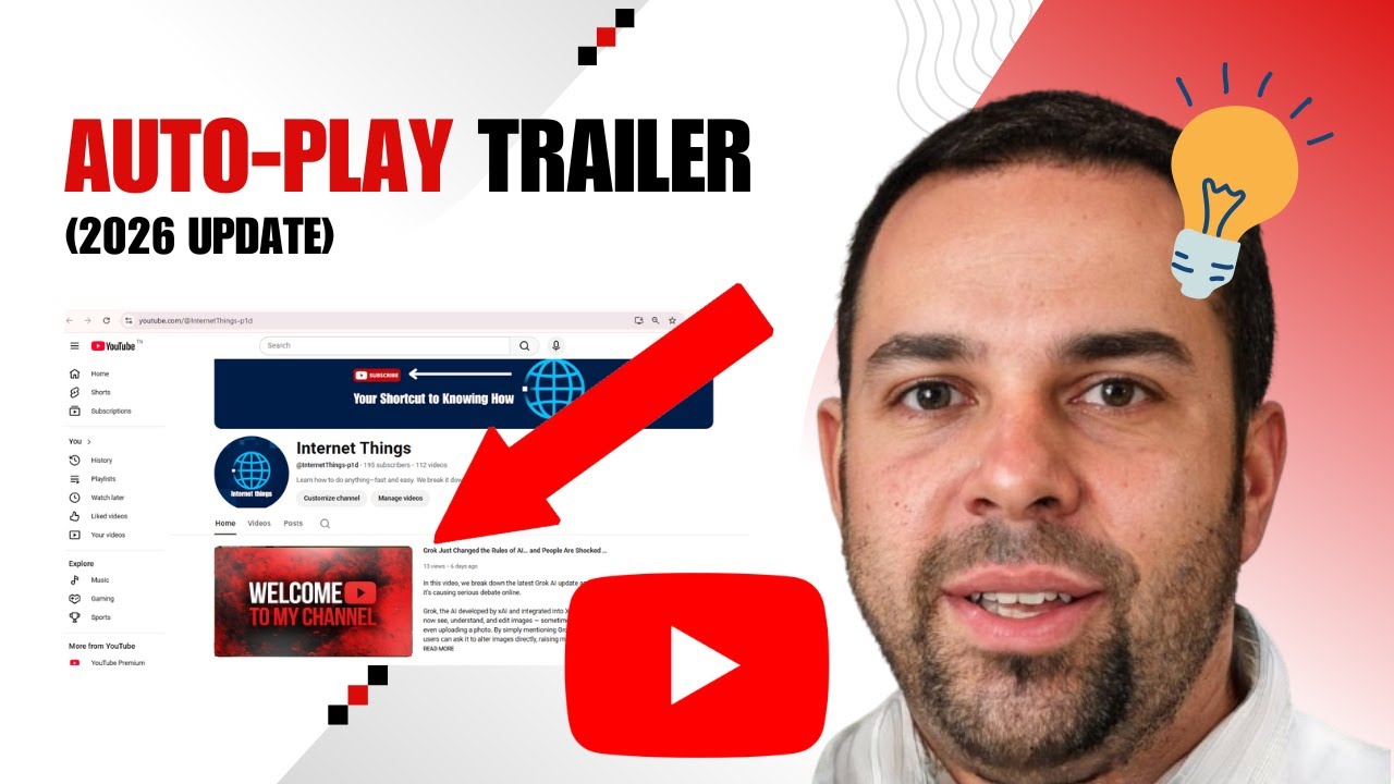 Как добавить трейлер канала на YouTube (автоматическое воспроизведение видео на странице вашего к...