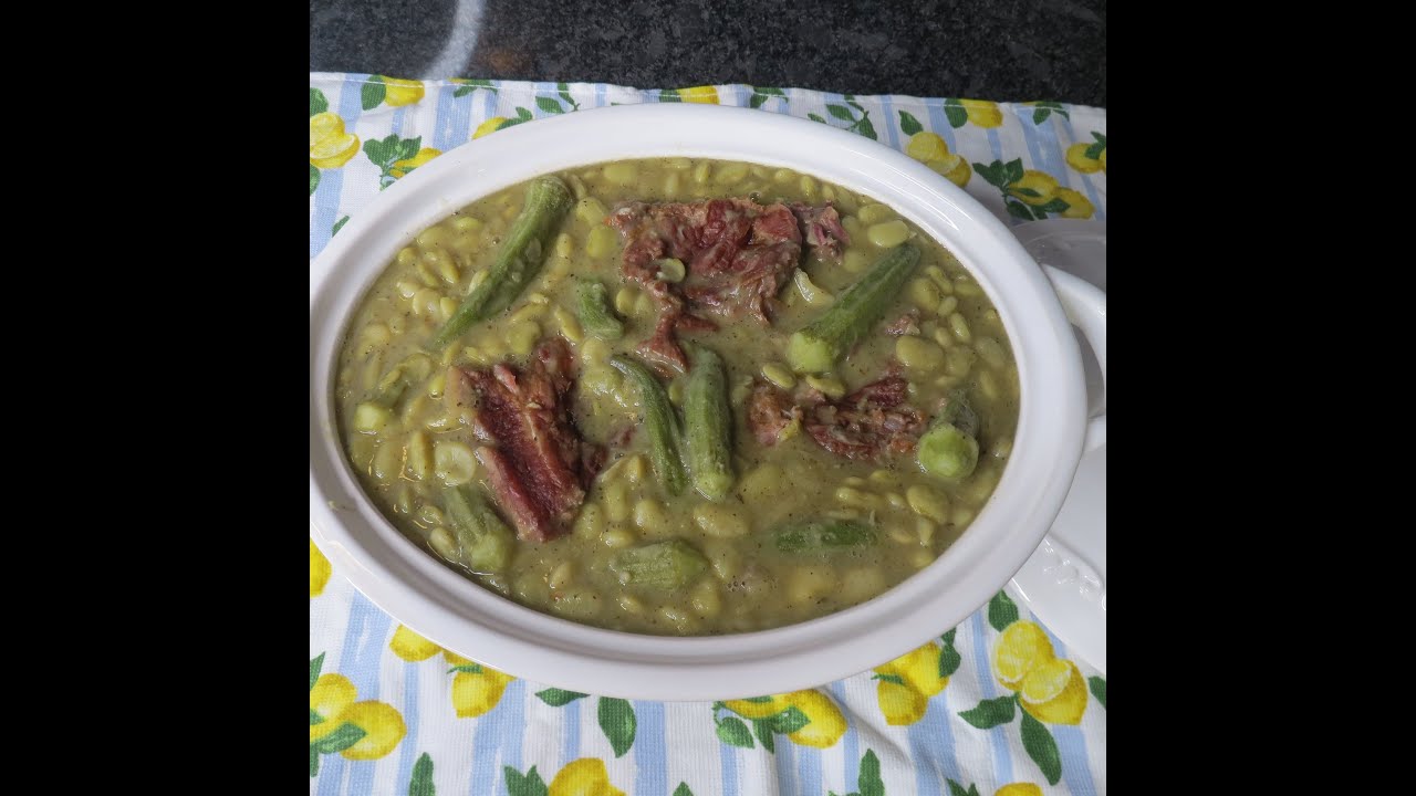 Old Fashion Butter Beans with Smoked Neck Bones and okra (Subscriber Request)