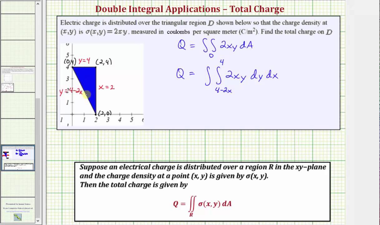 Double Integrals - Find the Total Charge Over a Triangular Region
