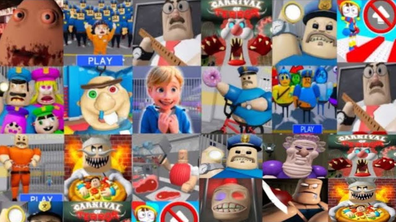 SPEED Run in ALL SCARY OBBYs from Barry Prison, Miss Anitron, Grumpy Gran, Mr Funny, Police Cop