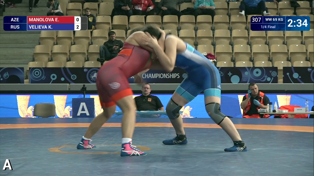 1/4 WW - 69 kg: K. VELIEVA (RUS) df. E. MANOLOVA (AZE) by VPO1, 4-2