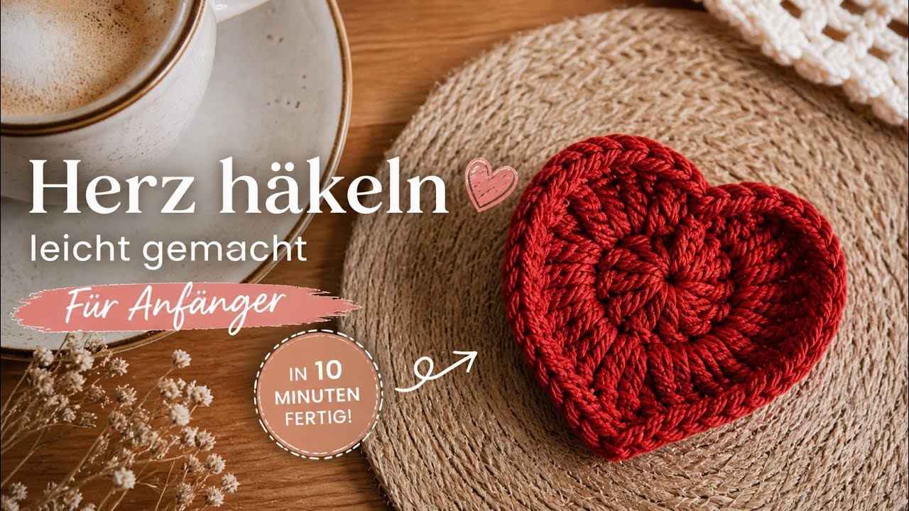 Einfaches Herz häkeln für Anfänger | Deko oder Untersetzer | Geschenk zum Valentinstag