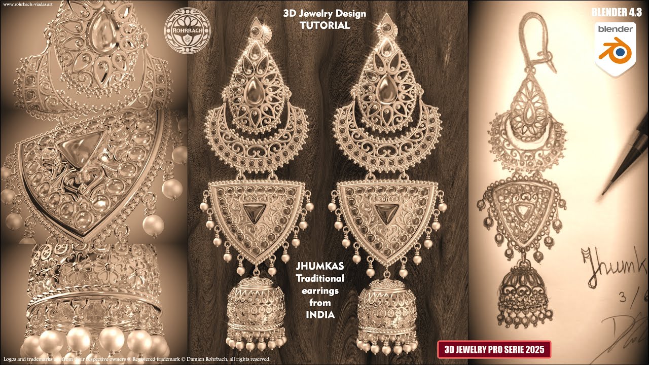 Full Live Tutorial 3D Jewelry Design BLENDER 4.3